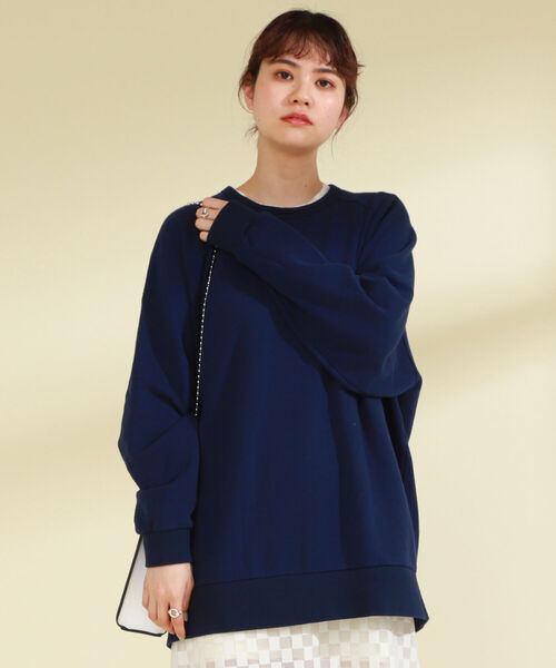 Ray BEAMS(レイビームス)の「PENNEY'S × Ray BEAMS / 別注 バックオープン スウェット(スウェット・レディース・ネイビー/オフホワイト・ONE SIZE)」の6枚目の写真