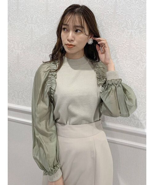 dazzlin（ダズリン）の「異素材ギャザーフリルニットトップス（ニット/セーター・レディース・ブラック/パープル/オフホワイト/グリーン・FREE）」の13枚目の写真