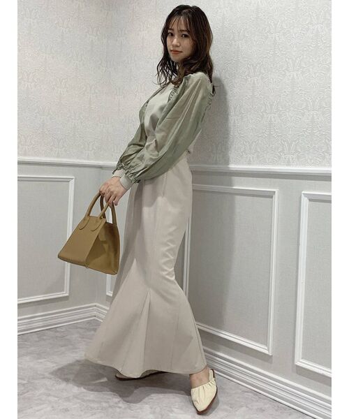 dazzlin（ダズリン）の「異素材ギャザーフリルニットトップス（ニット/セーター・レディース・ブラック/パープル/オフホワイト/グリーン・FREE）」の11枚目の写真