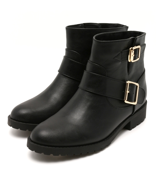 Heather（ヘザー）の「エンジニアショートブーツ  557894（ブーツ・レディース・ブラック/ベージュ・MEDIUM/LARGE）」の2枚目の写真