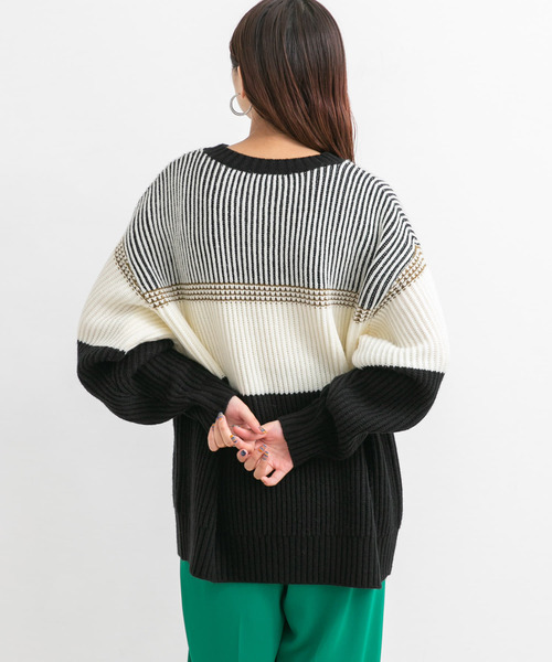 KBF（ケイビーエフ）の「マルチボーダーニット（ニット/セーター・レディース・ブラック系その他/ベージュ系その他/グリーン系その他・ONE）」の7枚目の写真