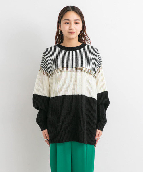 KBF（ケイビーエフ）の「マルチボーダーニット（ニット/セーター・レディース・ブラック系その他/ベージュ系その他/グリーン系その他・ONE）」の10枚目の写真