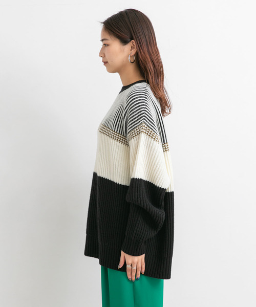 KBF（ケイビーエフ）の「マルチボーダーニット（ニット/セーター・レディース・ブラック系その他/ベージュ系その他/グリーン系その他・ONE）」の11枚目の写真