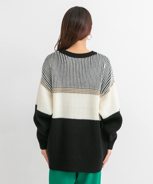 KBF（ケイビーエフ）の「マルチボーダーニット（ニット/セーター・レディース・ブラック系その他/ベージュ系その他/グリーン系その他・ONE）」の12枚目の写真