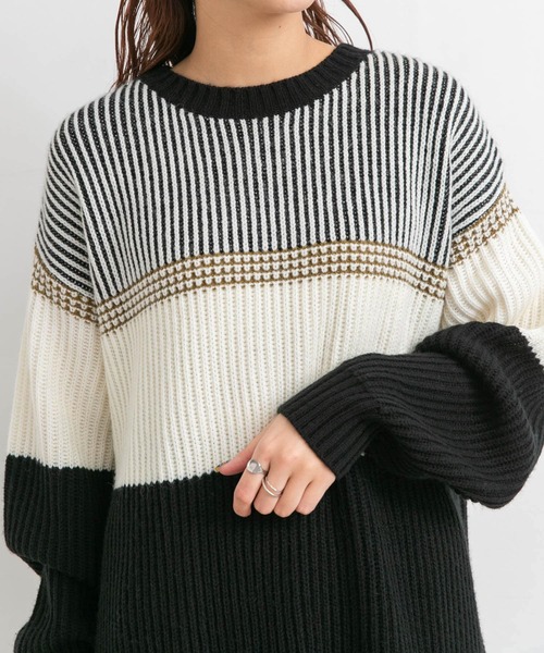 KBF（ケイビーエフ）の「マルチボーダーニット（ニット/セーター・レディース・ブラック系その他/ベージュ系その他/グリーン系その他・ONE）」の13枚目の写真