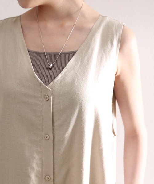 classicalelf（クラシカルエルフ）の「リネンブレンドイージーオールインワン（サロペット/オーバーオール・レディース・チャコールグレー/ブラック/グレイッシュベージュ・MEDIUM/X-LARGE/SMALL/LARGE）」の16枚目の写真