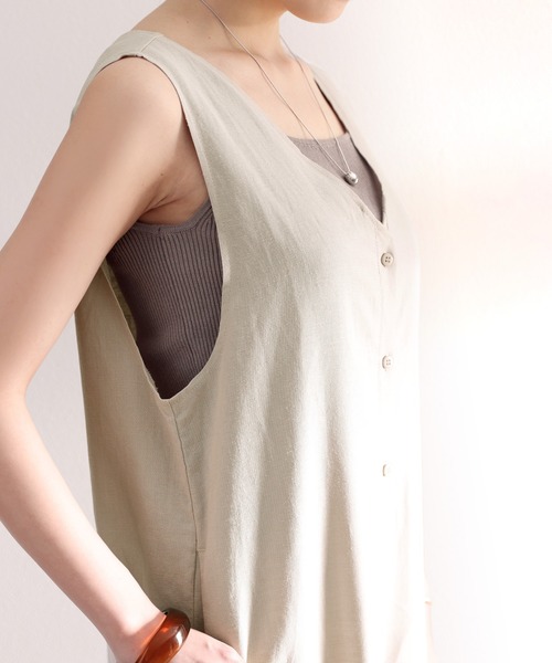 classicalelf（クラシカルエルフ）の「リネンブレンドイージーオールインワン（サロペット/オーバーオール・レディース・チャコールグレー/ブラック/グレイッシュベージュ・MEDIUM/X-LARGE/SMALL/LARGE）」の17枚目の写真