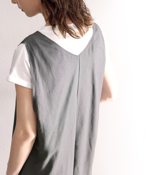 classicalelf（クラシカルエルフ）の「リネンブレンドイージーオールインワン（サロペット/オーバーオール・レディース・チャコールグレー/ブラック/グレイッシュベージュ・MEDIUM/X-LARGE/SMALL/LARGE）」の13枚目の写真