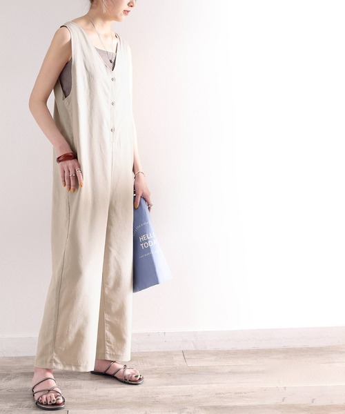 classicalelf（クラシカルエルフ）の「リネンブレンドイージーオールインワン（サロペット/オーバーオール・レディース・チャコールグレー/ブラック/グレイッシュベージュ・MEDIUM/X-LARGE/SMALL/LARGE）」の20枚目の写真