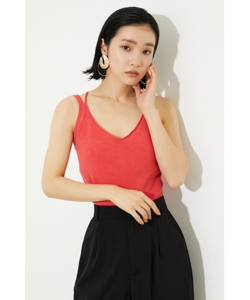 rienda(リエンダ)の「アシンメトリーニットキャミトップス(キャミソール・レディース・ホワイト/ベージュ/ブラック/クリアレッド・FREE)」の21枚目の写真