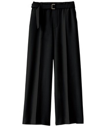 ストレッチ素材ベルト付ワイドパンツ 股下52cm