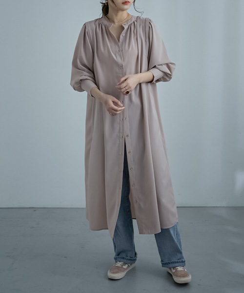 Fashion Letter(ファッションレター)の「ボリュームスリーブロングシャツワンピース(シャツワンピース・レディース・ブルー/グリーン/グレイッシュベージュ・M)」の12枚目の写真