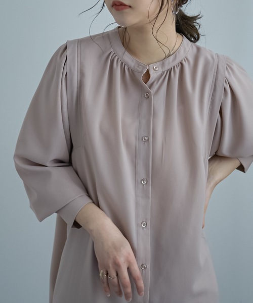 Fashion Letter(ファッションレター)の「ボリュームスリーブロングシャツワンピース(シャツワンピース・レディース・ブルー/グリーン/グレイッシュベージュ・M)」の8枚目の写真