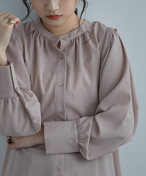 Fashion Letter(ファッションレター)の「ボリュームスリーブロングシャツワンピース(シャツワンピース・レディース・ブルー/グリーン/グレイッシュベージュ・M)」の16枚目の写真