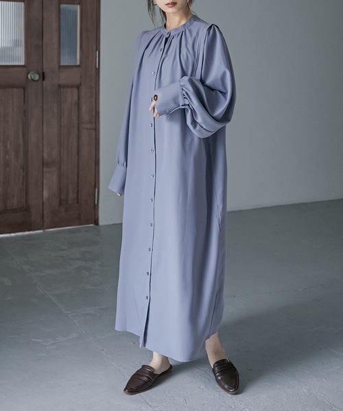Fashion Letter(ファッションレター)の「ボリュームスリーブロングシャツワンピース(シャツワンピース・レディース・ブルー/グリーン/グレイッシュベージュ・M)」の22枚目の写真