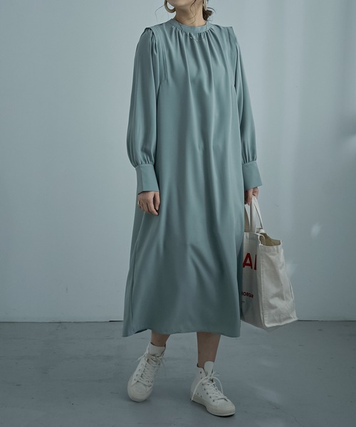 Fashion Letter(ファッションレター)の「ボリュームスリーブロングシャツワンピース(シャツワンピース・レディース・ブルー/グリーン/グレイッシュベージュ・M)」の21枚目の写真
