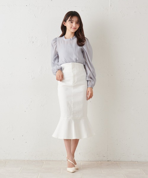 MIIA（ミーア）の「マーメイドデニムスカート（デニムスカート・レディース・ブラック/オフホワイト/インディゴブルー・FREE）」の2枚目の写真