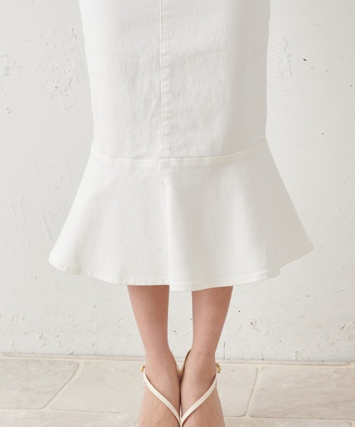 MIIA（ミーア）の「マーメイドデニムスカート（デニムスカート・レディース・ブラック/オフホワイト/インディゴブルー・FREE）」の8枚目の写真