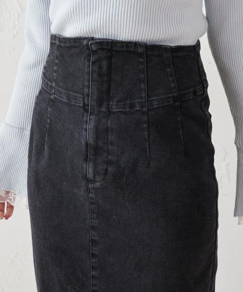 MIIA（ミーア）の「マーメイドデニムスカート（デニムスカート・レディース・ブラック/オフホワイト/インディゴブルー・FREE）」の9枚目の写真