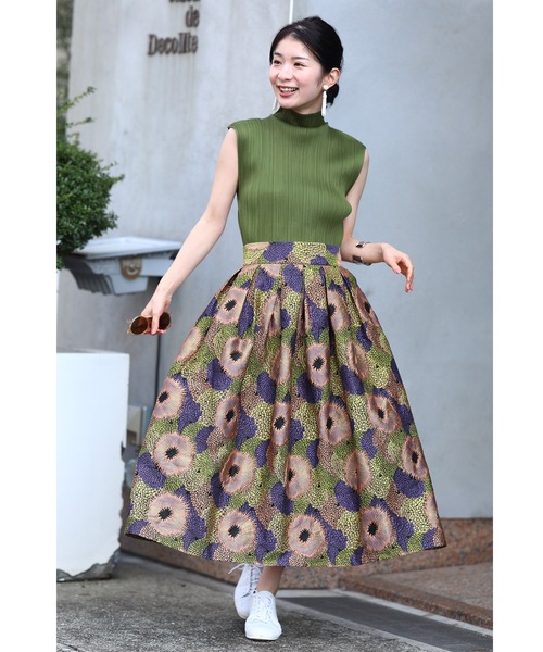 【着用1回♡未使用級】伊太利屋♡ 素敵なマキシ丈のニットスカート　キャメル 小柄エディター・伊藤真知さんが人気ブランドとコラボ！「大切