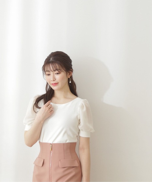 PROPORTION BODY DRESSING（プロポーションボディドレッシング）の「【美人百花5月号掲載 宇垣美里さん着用商品】シアースリーブリブテレコ / 1212160401（Tシャツ/カットソー・レディース・ホワイト系その他/グレー/ダークグレー・MEDIUM/SMALL）」の4枚目の写真