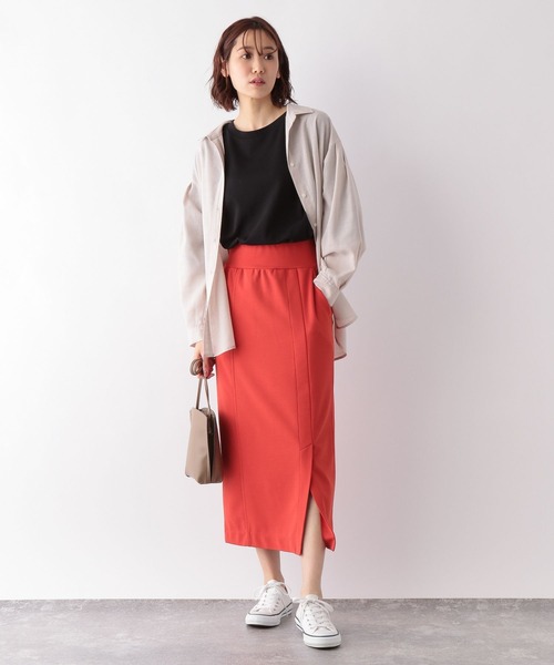 GLOBAL WORK(グローバルワーク)の「なめらかタッチチュニック/268734(Tシャツ/カットソー・レディース・フューシャピンク/ダークグリーン/キャメル/ホワイト/ブラック/イエロー系その他4・FREE)」の15枚目の写真