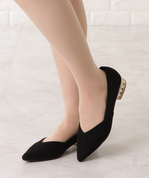 Lace Ladies（レースレディース）の「パールヒールポインテッドローヒールパンプス（パンプス・レディース・ブラック/ピンク/アイボリー・23/24/22.5/24.5/23.5）」の16枚目の写真