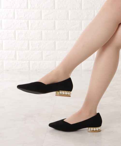 Lace Ladies（レースレディース）の「パールヒールポインテッドローヒールパンプス（パンプス・レディース・ブラック/ピンク/アイボリー・23/24/22.5/24.5/23.5）」の15枚目の写真