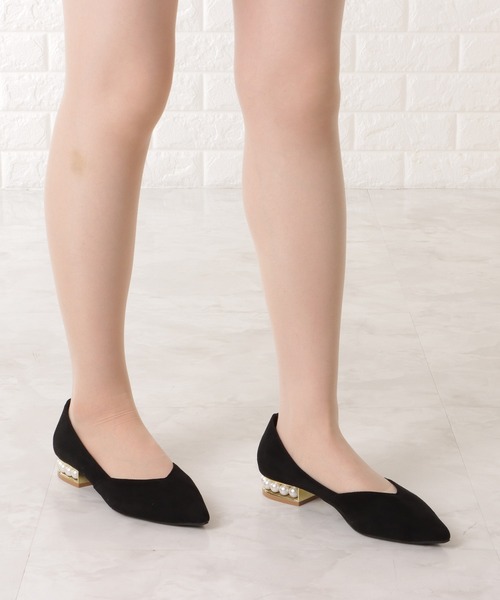 Lace Ladies（レースレディース）の「パールヒールポインテッドローヒールパンプス（パンプス・レディース・ブラック/ピンク/アイボリー・23/24/22.5/24.5/23.5）」の14枚目の写真