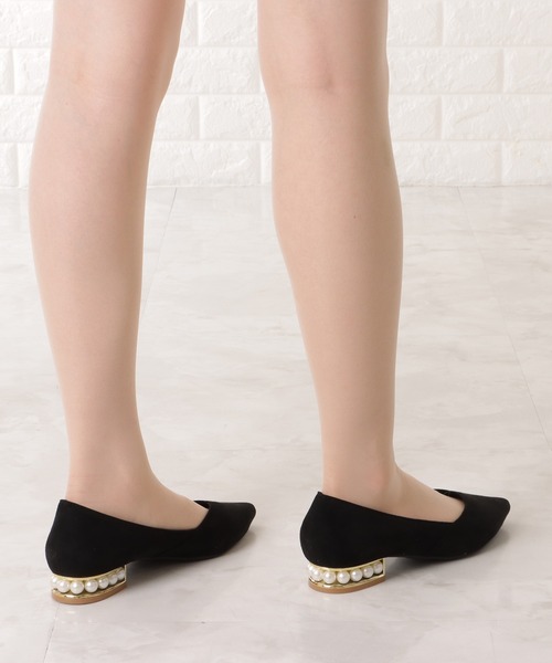 Lace Ladies（レースレディース）の「パールヒールポインテッドローヒールパンプス（パンプス・レディース・ブラック/ピンク/アイボリー・23/24/22.5/24.5/23.5）」の13枚目の写真