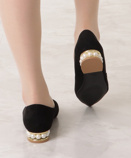 Lace Ladies（レースレディース）の「パールヒールポインテッドローヒールパンプス（パンプス・レディース・ブラック/ピンク/アイボリー・23/24/22.5/24.5/23.5）」の11枚目の写真