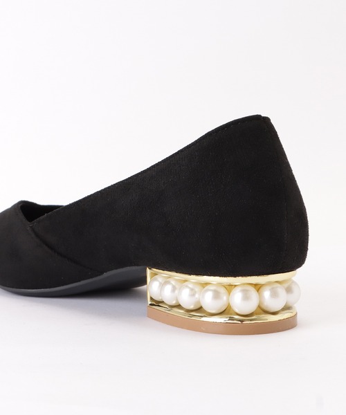 Lace Ladies（レースレディース）の「パールヒールポインテッドローヒールパンプス（パンプス・レディース・ブラック/ピンク/アイボリー・23/24/22.5/24.5/23.5）」の6枚目の写真