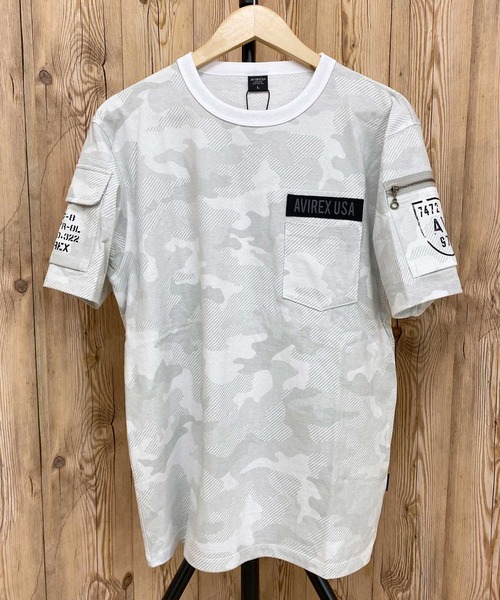 AVIREX（アヴィレックス）の「半袖ファティーグ Tシャツ（Tシャツ/カットソー・メンズ・ホワイト/ブラック系その他/ネイビー/オリーブ/ブラック/ホワイト系その他・L/M/XXL/XL）」の2枚目の写真