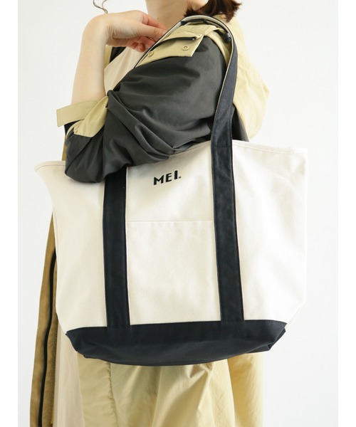 Samansa Mos2(サマンサ モスモス)の「【MEI×Samansa Mos2】キャンバストートバッグ(トートバッグ・レディース・ブラック/ベージュ・フリ-)」の1枚目の写真