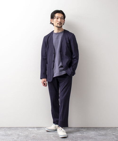 NOLLEY'S goodman（ノーリーズグッドマン）の「カラーレス ジャケット（※快適素材ブリーズクール使用）（ノーカラージャケット・メンズ・ネイビー/ブラック系その他/ブルー系その他7/ホワイト×ブラック・MEDIUM/LARGE）」の13枚目の写真