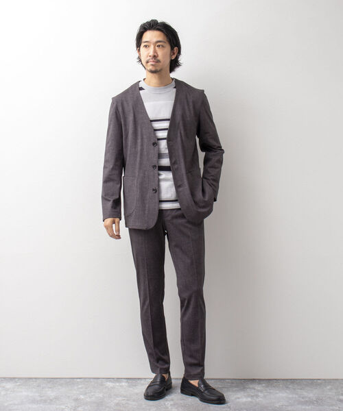 NOLLEY'S goodman（ノーリーズグッドマン）の「カラーレス ジャケット（※快適素材ブリーズクール使用）（ノーカラージャケット・メンズ・ネイビー/ブラック系その他/ブルー系その他7/ホワイト×ブラック・MEDIUM/LARGE）」の21枚目の写真