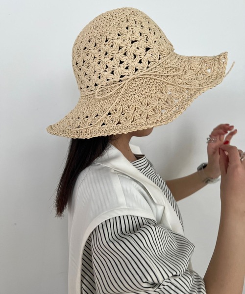 Me%(ミィパーセント)の「ツバヒロペーパーHAT(ハット・レディース・ベージュ/ブラウン・FREE)」の7枚目の写真