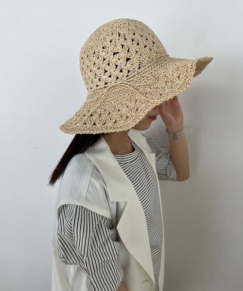 Me%(ミィパーセント)の「ツバヒロペーパーHAT(ハット・レディース・ベージュ/ブラウン・FREE)」の8枚目の写真