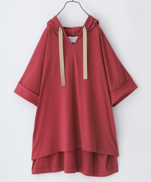 n'OrLABEL（ノアールレーベル）の「『ゆるラフキーネックパーカー』（Tシャツ/カットソー・レディース・ブルー/ラベンダー/レッド/オフホワイト/モカ/ブラック/グリーン/グレー・FREE）」の11枚目の写真