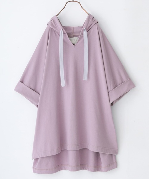 n'OrLABEL（ノアールレーベル）の「『ゆるラフキーネックパーカー』（Tシャツ/カットソー・レディース・ブルー/ラベンダー/レッド/オフホワイト/モカ/ブラック/グリーン/グレー・FREE）」の10枚目の写真