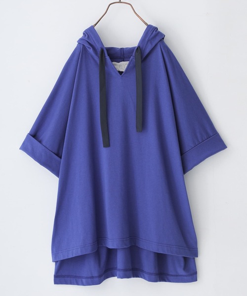 n'OrLABEL（ノアールレーベル）の「『ゆるラフキーネックパーカー』（Tシャツ/カットソー・レディース・ブルー/ラベンダー/レッド/オフホワイト/モカ/ブラック/グリーン/グレー・FREE）」の12枚目の写真