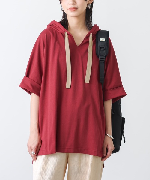 n'OrLABEL（ノアールレーベル）の「『ゆるラフキーネックパーカー』（Tシャツ/カットソー・レディース・ブルー/ラベンダー/レッド/オフホワイト/モカ/ブラック/グリーン/グレー・FREE）」の16枚目の写真