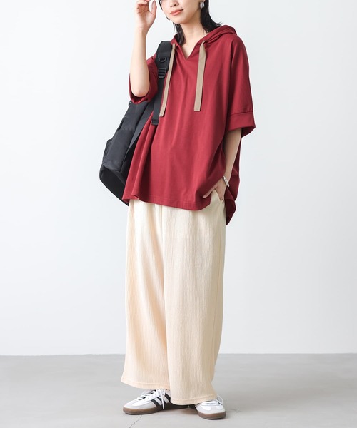 n'OrLABEL（ノアールレーベル）の「『ゆるラフキーネックパーカー』（Tシャツ/カットソー・レディース・ブルー/ラベンダー/レッド/オフホワイト/モカ/ブラック/グリーン/グレー・FREE）」の17枚目の写真