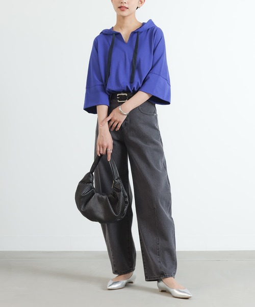 n'OrLABEL（ノアールレーベル）の「『ゆるラフキーネックパーカー』（Tシャツ/カットソー・レディース・ブルー/ラベンダー/レッド/オフホワイト/モカ/ブラック/グリーン/グレー・FREE）」の21枚目の写真