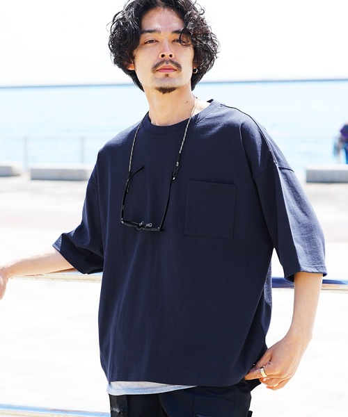 roshell(ロシェル)の「ビッグシルエット ポケット付きTシャツ タンクトップ アンサンブルセット(アンサンブル・メンズ・ホワイト/ブラック/ネイビー/ブルー/グレー系その他/スモークピンク/チャコール・MEDIUM/LARGE/X-LARGE)」の5枚目の写真