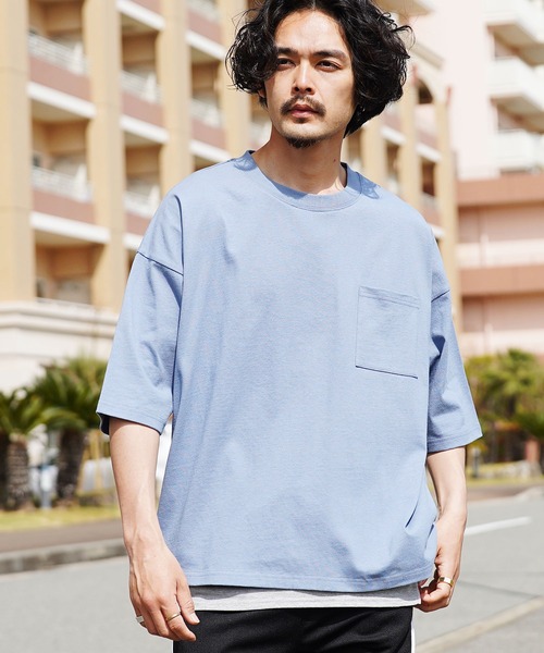 roshell(ロシェル)の「ビッグシルエット ポケット付きTシャツ タンクトップ アンサンブルセット(アンサンブル・メンズ・ホワイト/ブラック/ネイビー/ブルー/グレー系その他/スモークピンク/チャコール・MEDIUM/LARGE/X-LARGE)」の6枚目の写真