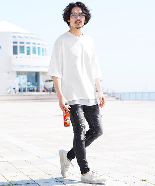 roshell(ロシェル)の「ビッグシルエット ポケット付きTシャツ タンクトップ アンサンブルセット(アンサンブル・メンズ・ホワイト/ブラック/ネイビー/ブルー/グレー系その他/スモークピンク/チャコール・MEDIUM/LARGE/X-LARGE)」の19枚目の写真
