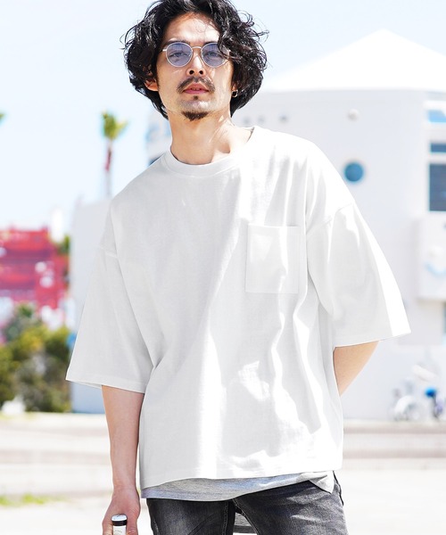 roshell(ロシェル)の「ビッグシルエット ポケット付きTシャツ タンクトップ アンサンブルセット(アンサンブル・メンズ・ホワイト/ブラック/ネイビー/ブルー/グレー系その他/スモークピンク/チャコール・MEDIUM/LARGE/X-LARGE)」の12枚目の写真