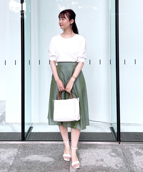 index（インデックス）の「◆バンブーハンドルスクエアトートバッグ【2WAY】（トートバッグ・レディース・オフホワイト/ライトグリーン/ベビーピンク・00）」の8枚目の写真