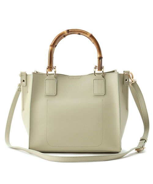 index（インデックス）の「◆バンブーハンドルスクエアトートバッグ【2WAY】（トートバッグ・レディース・オフホワイト/ライトグリーン/ベビーピンク・00）」の13枚目の写真